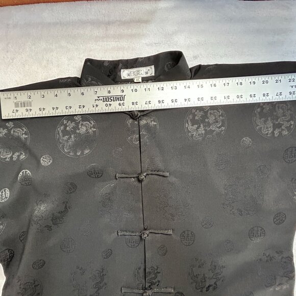 TCH Men’s Black Jacquard Chinese Dragon Winter Jacket Coat XL Mandarin Collar - Picture 7 of 9